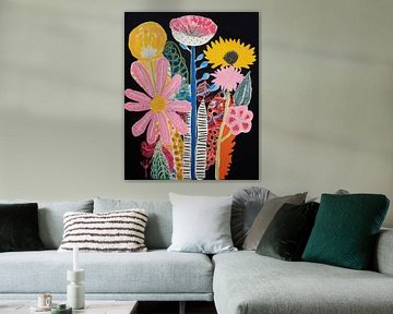 Colourful bouquet with a black background by Studio Allee