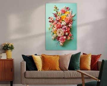 Collage van pastel bloemen van Thea