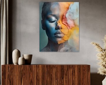 Colourful, modern and abstract portrait by Carla Van Iersel