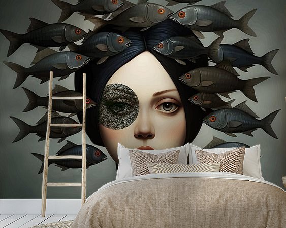 Voorbeeld van het werk in een kamer