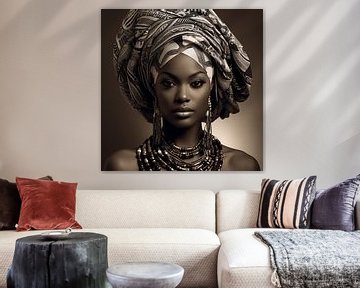 Afrikanische Frau mit Kopftuch von Bianca ter Riet