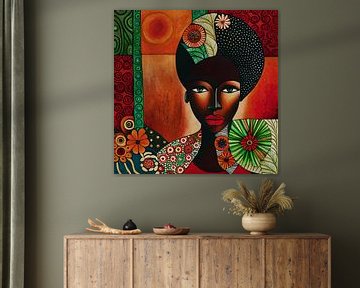 Afrikaans bloemenmeisje nr 6 van Jan Keteleer (JanKé): Een reis voorbij het canvas