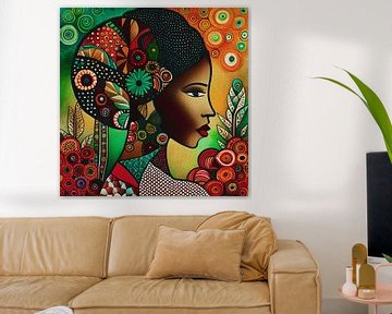 Afrikaans bloemenmeisje nr 3 van Jan Keteleer (JanKé): Een reis voorbij het canvas