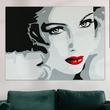 Lady with red lips pop art by anja verbruggen