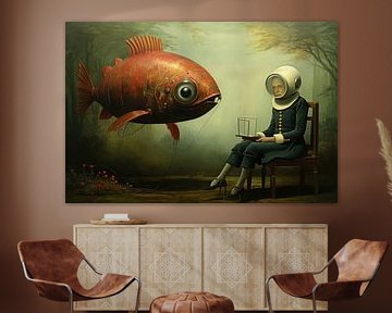 Image étrange d'un homme et d'un poisson sur Art Bizarre