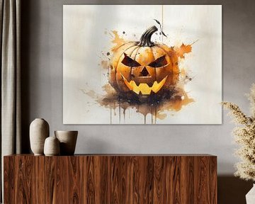 Getaucht in Schatten, erwacht zum Gruseln: Kürbis-Kunstwerk für Halloween-Nächte III von ArtDesign by KBK