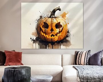 Getaucht in Schatten, erwacht zum Gruseln: Kürbis-Kunstwerk für Halloween-Nächte IV von ArtDesign by KBK