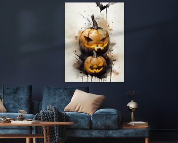 Plongée dans l'ombre, éveillée à l'épouvante : œuvre d'art en forme de citrouille pour les nuits d'Halloween V sur ArtDesign by KBK