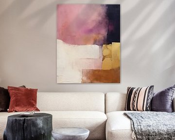 Modern abstract in paars en goud van Studio Allee