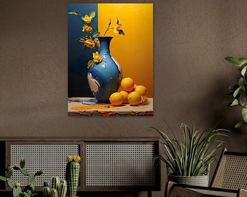 Vase jaune-bleu sur PixelPrestige