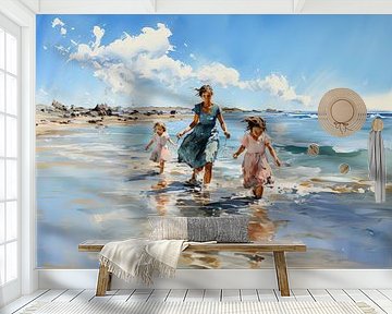 kinderen aan zee met Jozef Israëls van PixelPrestige