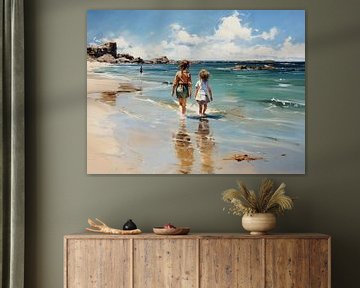 kinderen aan zee met Jozef Israëls van PixelPrestige