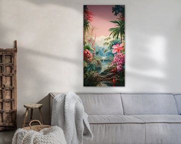 Tropical fantasy flowers in abstract colour style by Art Bizarre