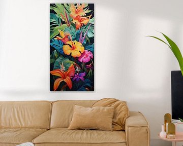 Tropische fantasie bloemen in abstract kleur stijl van Art Bizarre