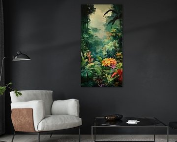 Tropische fantasie bloemen in abstract kleur stijl van Art Bizarre