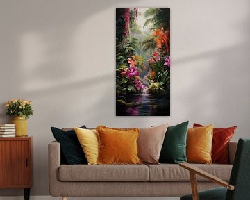 Tropische fantasie bloemen in abstract kleur stijl van Art Bizarre