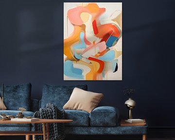 Abstract olieverfschilderij in pastelkleuren van Felix Wiesner