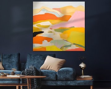Abstract landschap in warme kleuren van Felix Wiesner