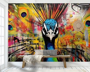 Street Art Peacock van Blikvanger Schilderijen