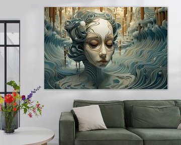 Paysage surréaliste abstrait et bizarre avec vie extraterrestre