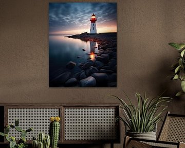 Vuurtoren bij zonsondergang