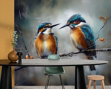 Kingfishers Painting by Preet Lambon