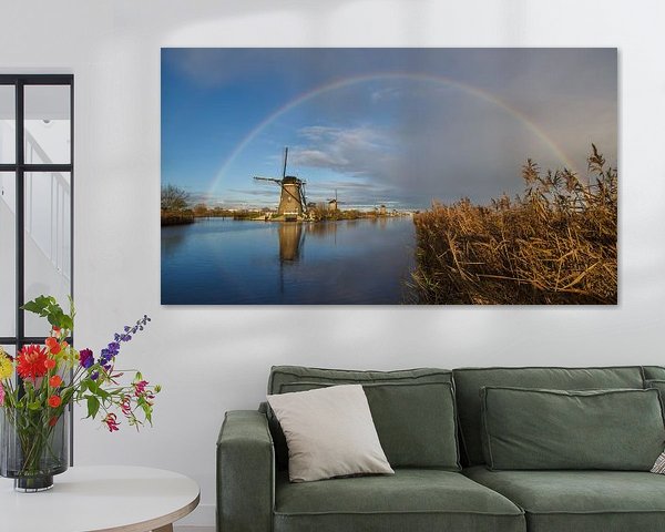 Regenboog boven Kinderdijk 