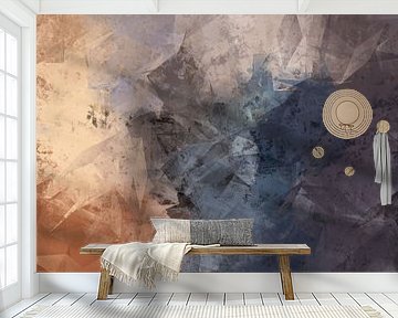 Terra, taupe and lilac. Modern abstract art. Crystals. by Dina Dankers