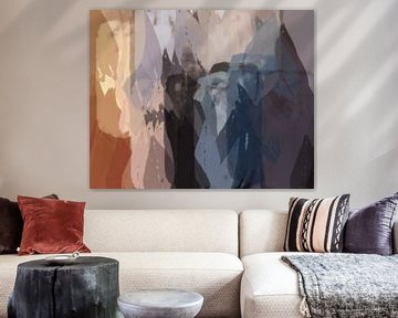 Terra, taupe and lilac. Modern abstract art. Mountains. by Dina Dankers