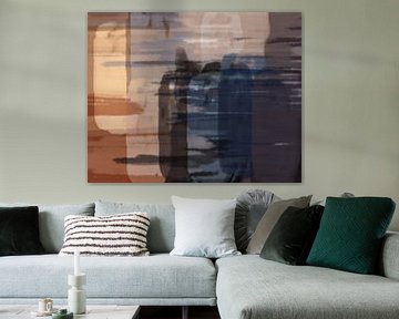 Terra, taupe en lila. Moderne abstracte kunst. Zonsondergang. van Dina Dankers