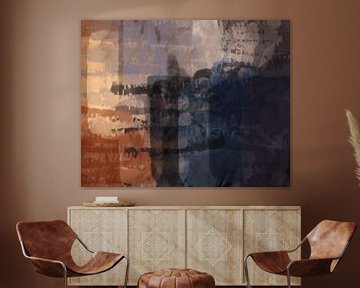 Terra, taupe and lilac. Modern abstract art. Twilight. by Dina Dankers