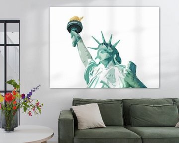 The Statue of Liberty isolated on white background. Flat drawing style by Maria Kray