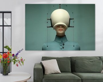Digitaal creëerde hele mooie sexy vrouw met bizar fetisj masker in hi fashion-stijl van Art Bizarre