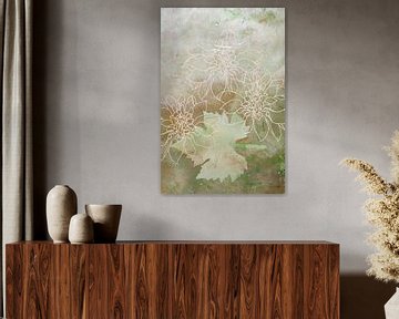 Floral Elements on Abstract 'Grungy' background in warm Autumn tones by Behindthegray