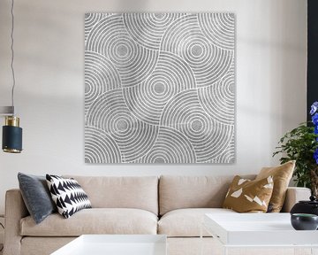 Japandi minimaliste en gris clair et blanc. Motif Bullseye 4. sur Dina Dankers