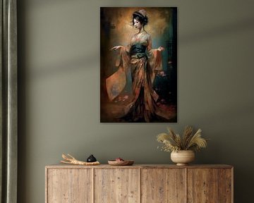 Geisha, in pose van Carla van Zomeren