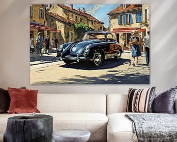 Porsche 356 in een Frans dorp