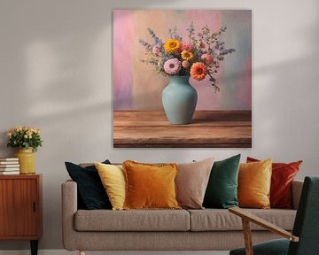 Vaas met bloemen pastelkleur 1 van Greta Lipman