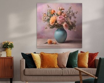 Vaas met bloemen pastelkleur 2 van Greta Lipman