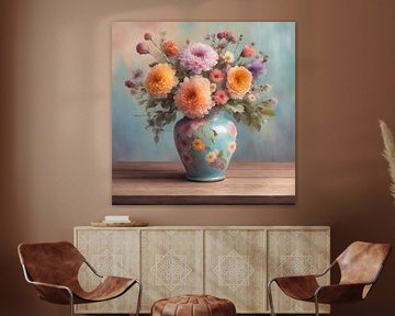 Vase with flowers pastel colour 4 by Greta Lipman