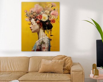 Jongedame met bloemen op haar hoofd van Danny van Eldik - Perfect Pixel Design