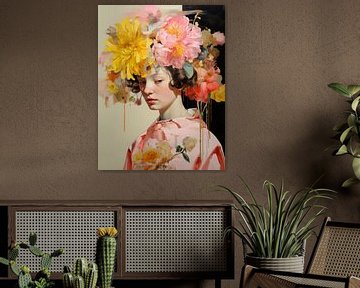 Frau mit großen Blumen auf dem Kopf von Danny van Eldik - Perfect Pixel Design