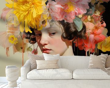 Vrouw met grote bloemen op haar hoofd van Danny van Eldik - Perfect Pixel Design