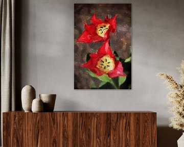 Rode tulpen Impressionistisch van Petra Dreiling-Schewe