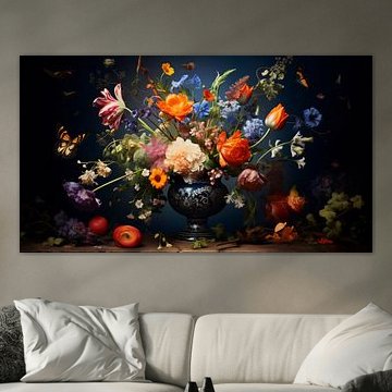 Kleurrijk bloemenstilleven met tulpen en pioenen – Boeketreeks 5 van Danny van Eldik - Perfect Pixel Design