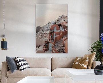 Orange building and sunset | travel photography print | Oia Santorini Greece by Kimberley Jekel
