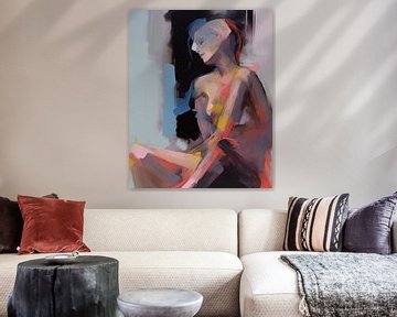 Kleurrijk, modern en abstract portret van Carla Van Iersel