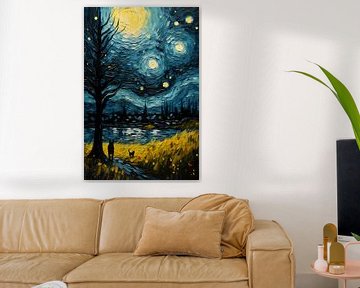Starry night with cat