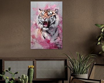 Tijger in roze van NJ Midnight Studio