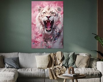 Tijger in roze van Uncoloredx12